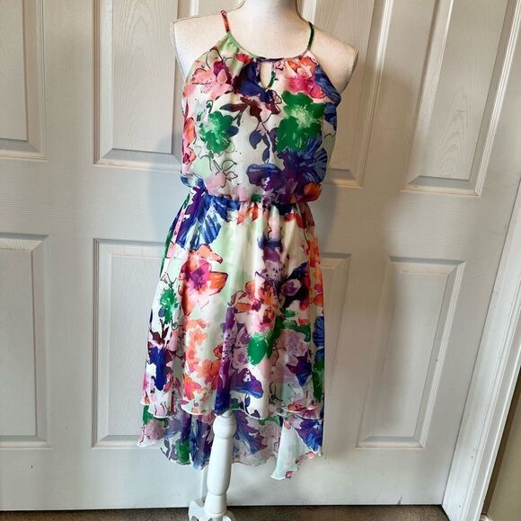 🎄Lily Rose High Low Floral Sleeveless Keyhole Dress - Picture 12 of 12